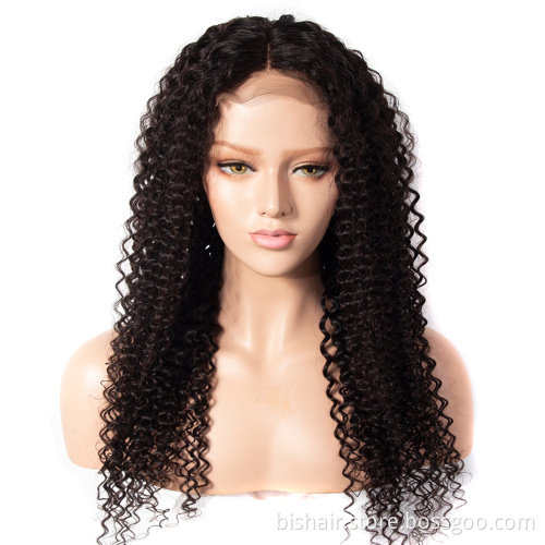 13x4 Closed Black Ladies Wavy 100% Human Hair Wig Brazilian Remy Curly Hair without Glue 150% Curly Human Hair Lace Front Wig